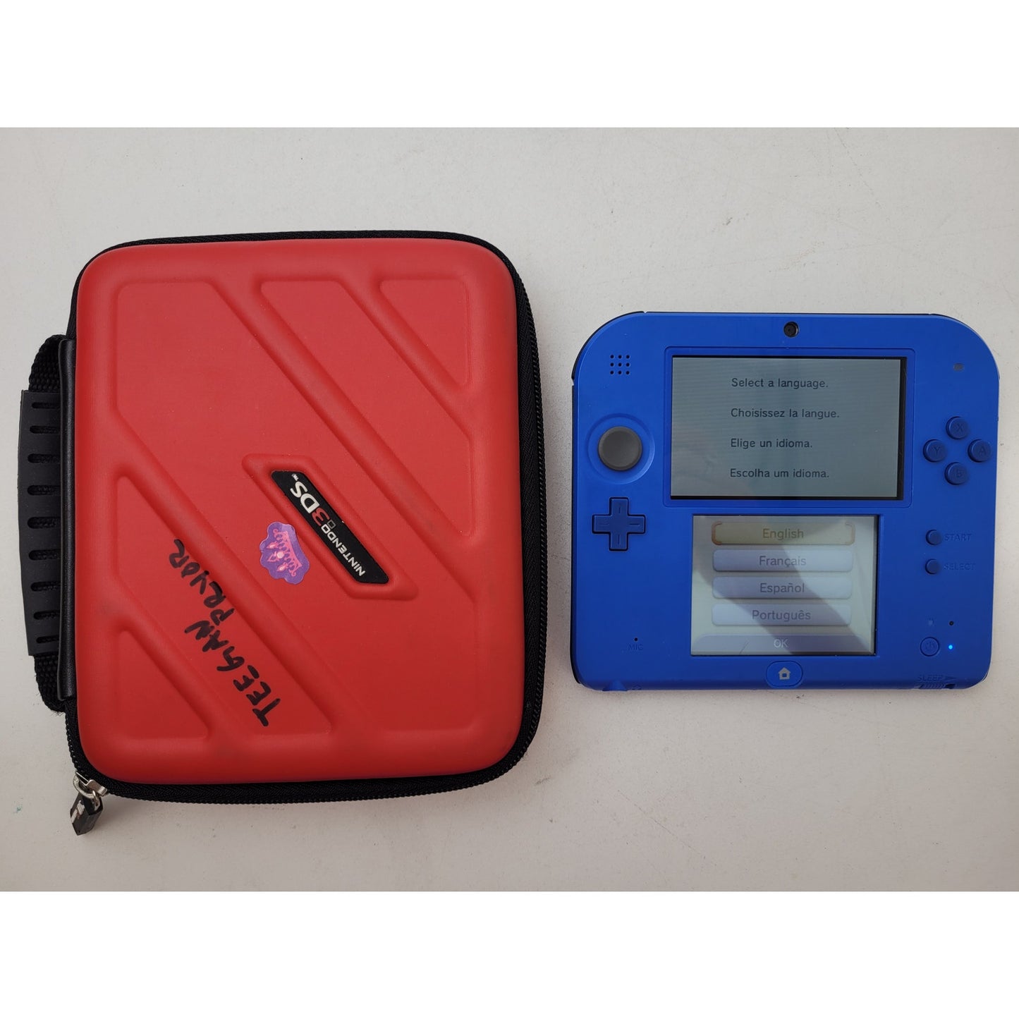 Nintendo 2DS Blue Handheld Console Solid Slate Design + Case | No Charger