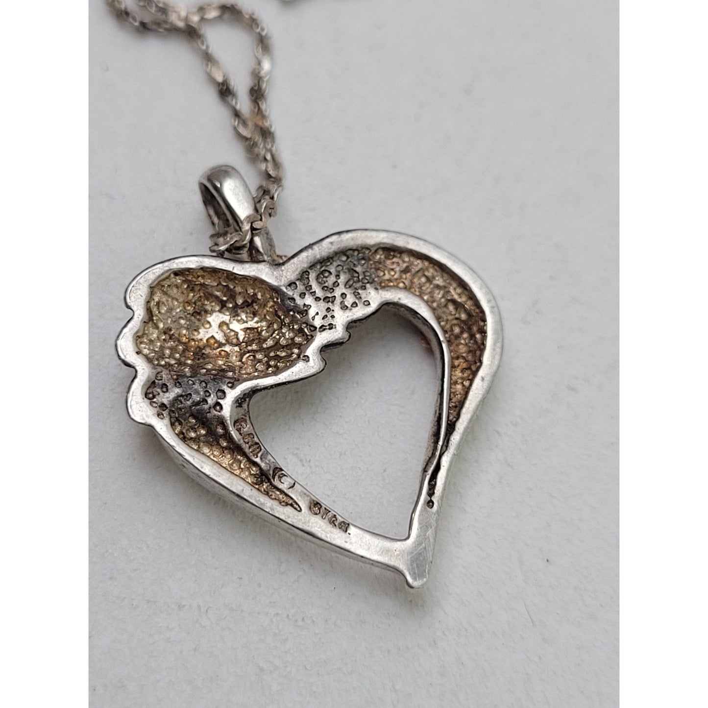 Vintage Garnet Black Hills Gold Sterling Silver Heart on 925 18" Chain