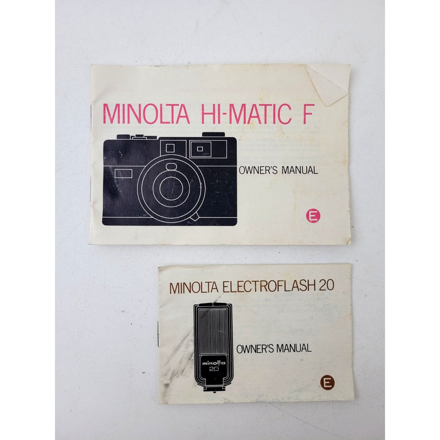 Minolta Hi-Matic F Film Camera w Flash, Case & Owner's Manual