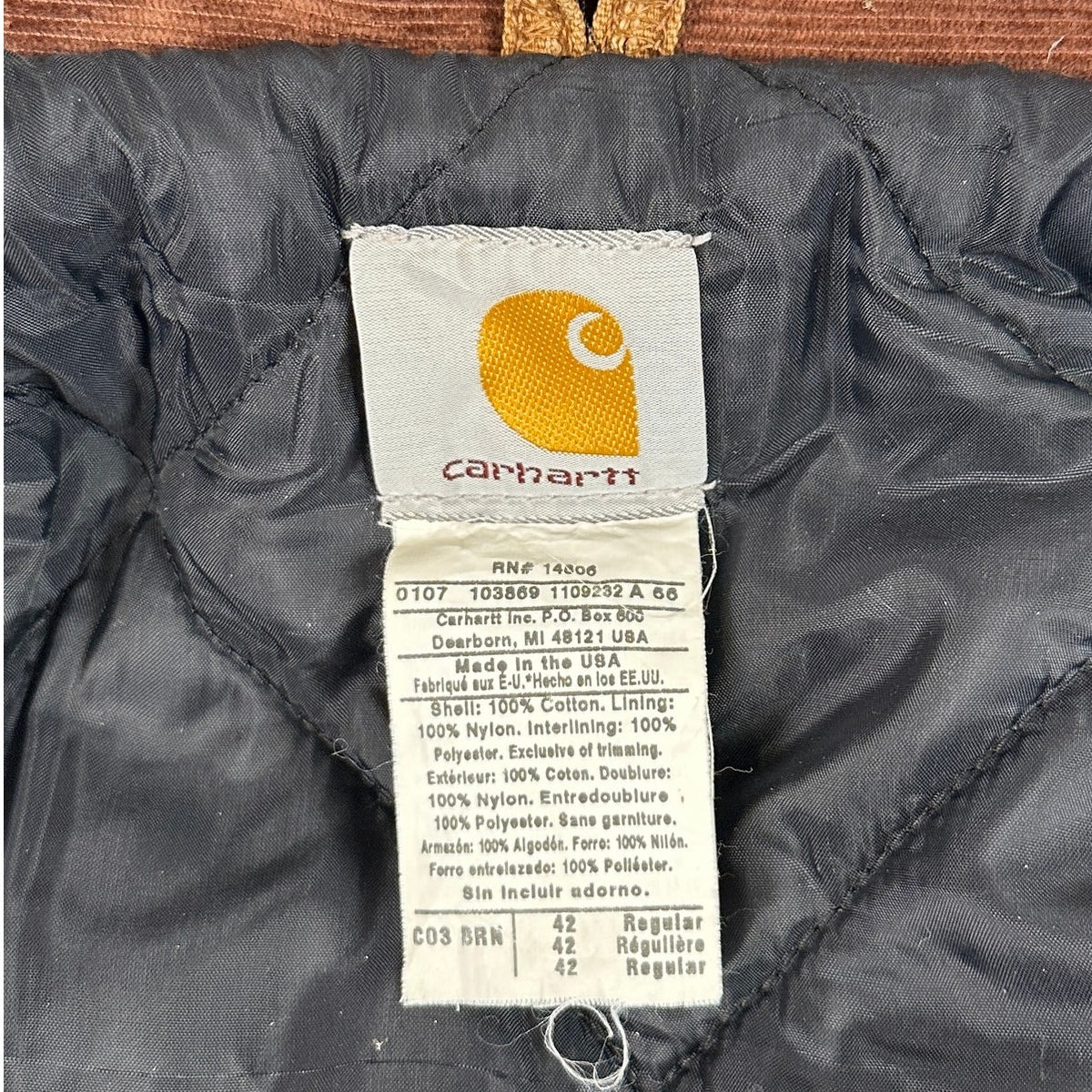 Carhartt C03 BRN Arctic Duck Traditional Coat Men's Sz Large