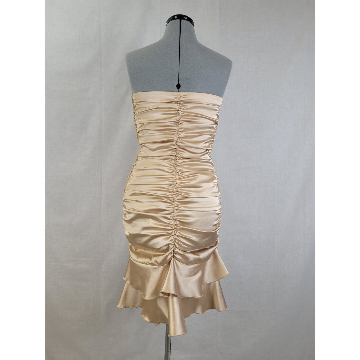 VTG Jessica McClintock Strapless Satin Bodycon Mini Dress USA Y2K Sz S