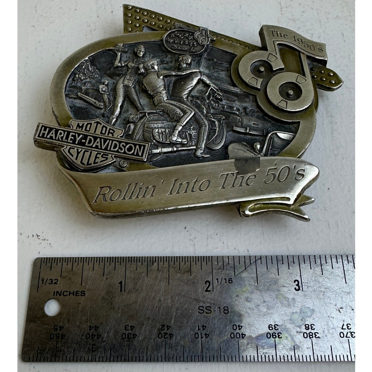 VTG 1998 Harley-Davidson Rollin' Into The 50's Limited Edition Fine Pewter Belt Buckle