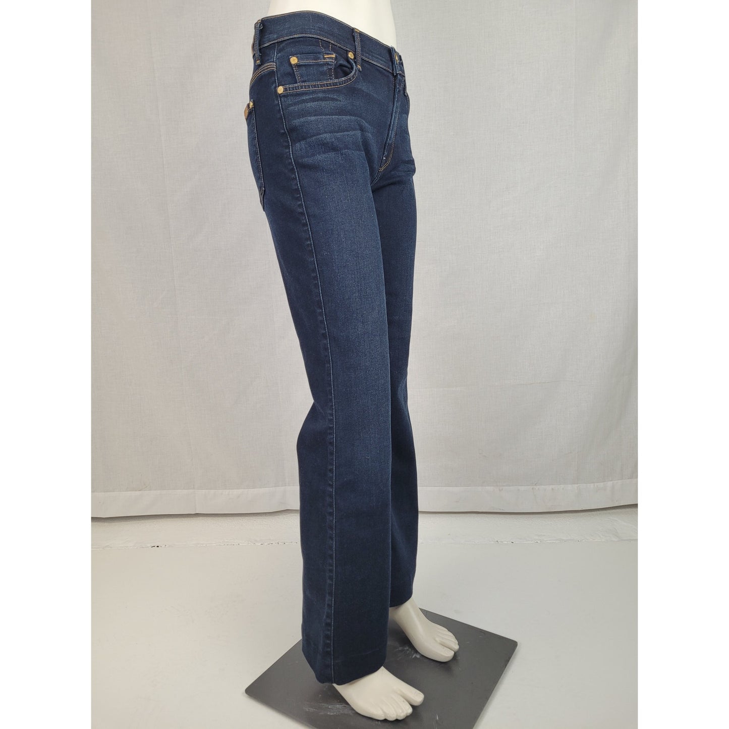 7 for All Mankind Ginger Dark Blue Jeans Flare Wide Leg Sz 29