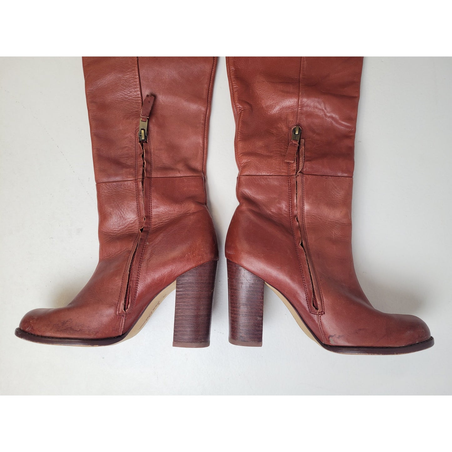 Sam Edelman Over the Knee Cognac Leather Tall Riding Heel Boots Sz 8