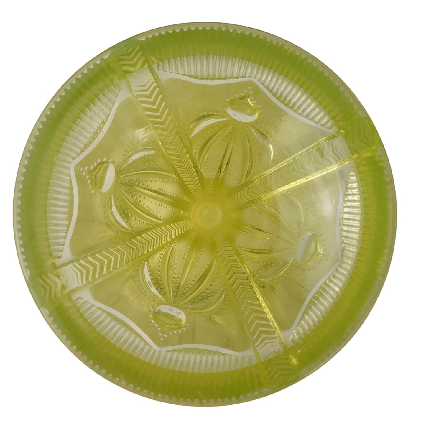 Vintage Fenton Vaseline Opalescent Glass Cactus Compote