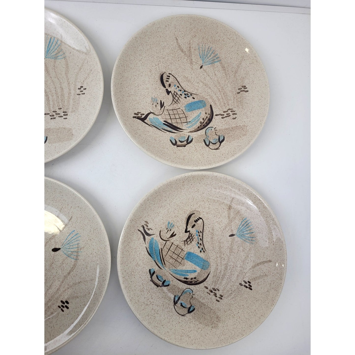 1950s MCM Red Wing Pottery "Bob White" Set of 6 Dinner Plates EUC