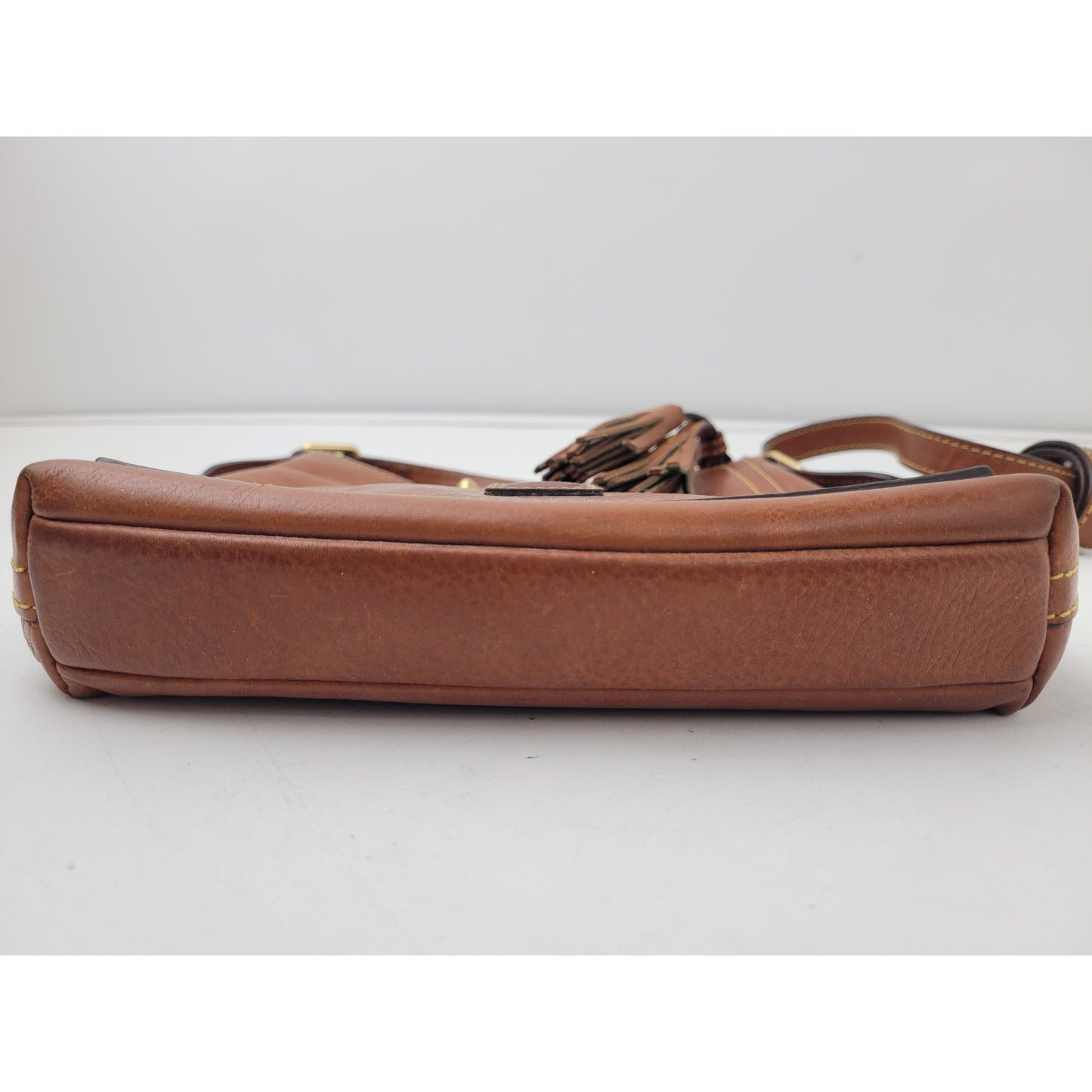 Dooney & Bourke Pebble Grain Crossbody Bag in Caramel w Tassel Accent