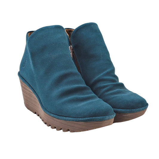 Fly London Yego Wedge Bootie in Teal Women's Sz 38