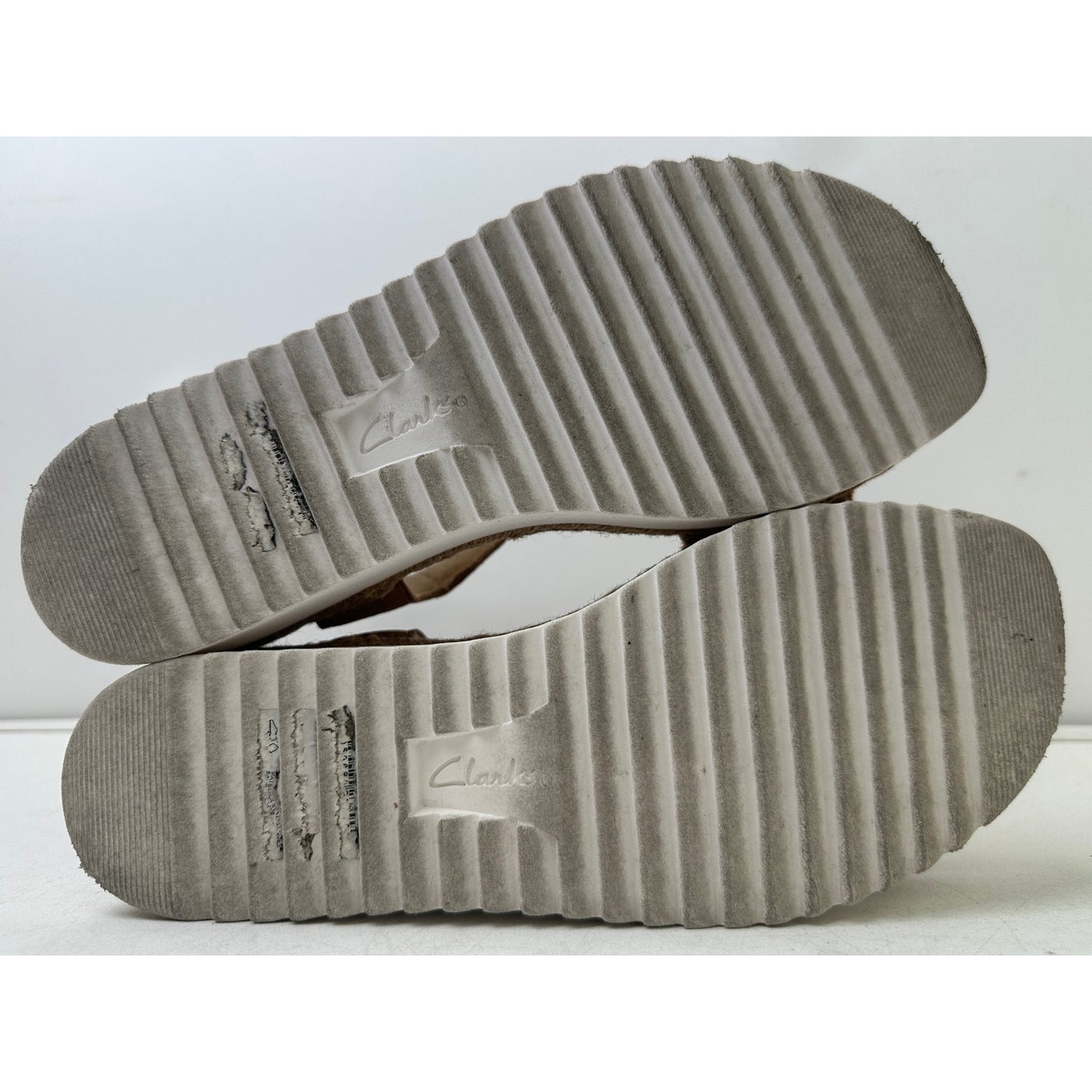 Clarks Lana Shore Light Tan Ankle-Strap Platform Sandals Women's Sz 7