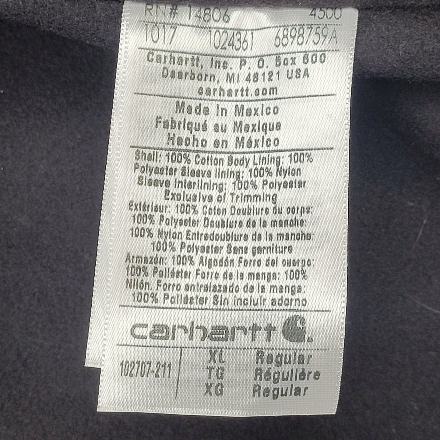 Carhartt Full Swing High Quality Cotton Jacket Men's Sz XL