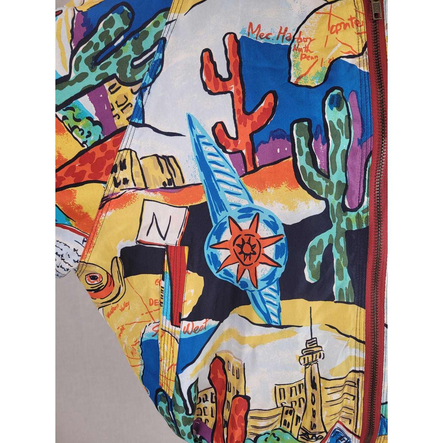 VTG 90s Silk Bomber Jacket Southwest Print Women's Sz M