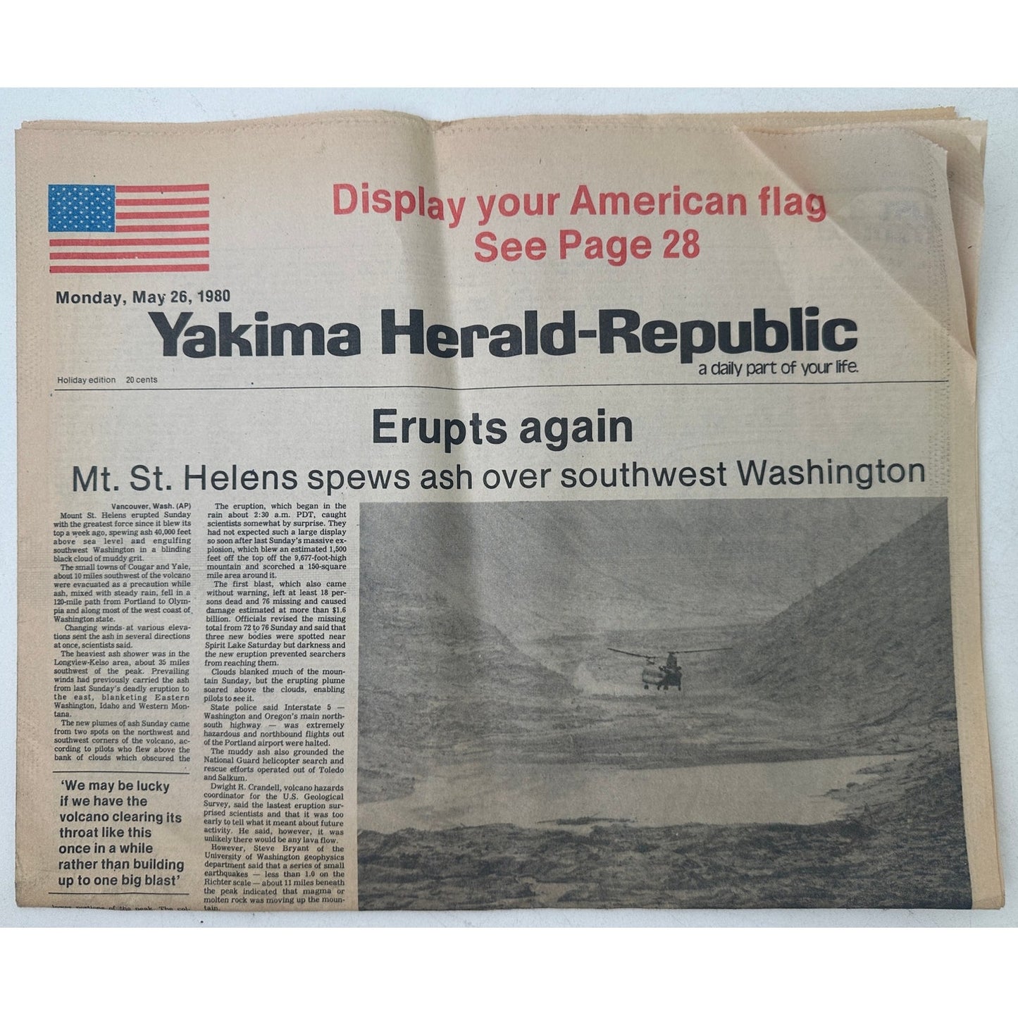 Vintage Mount St. Helens Eruption 1980 Yakima Herald-Republic Newspaper Lot