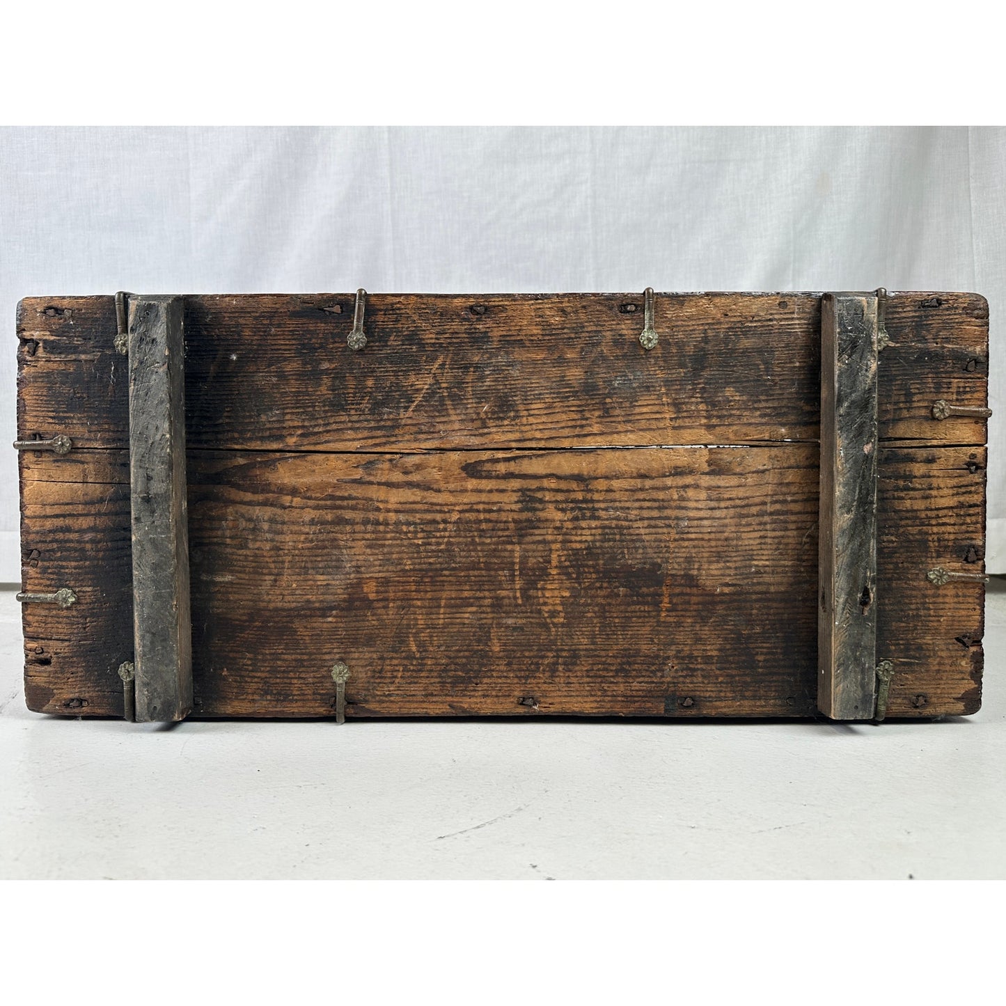 Antique 18th/19th Century Korean Banded Ton-Kwe Wooden Money Chest