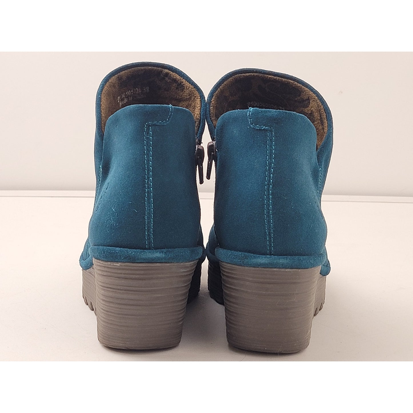 Fly London Yego Wedge Bootie in Teal Women's Sz 38