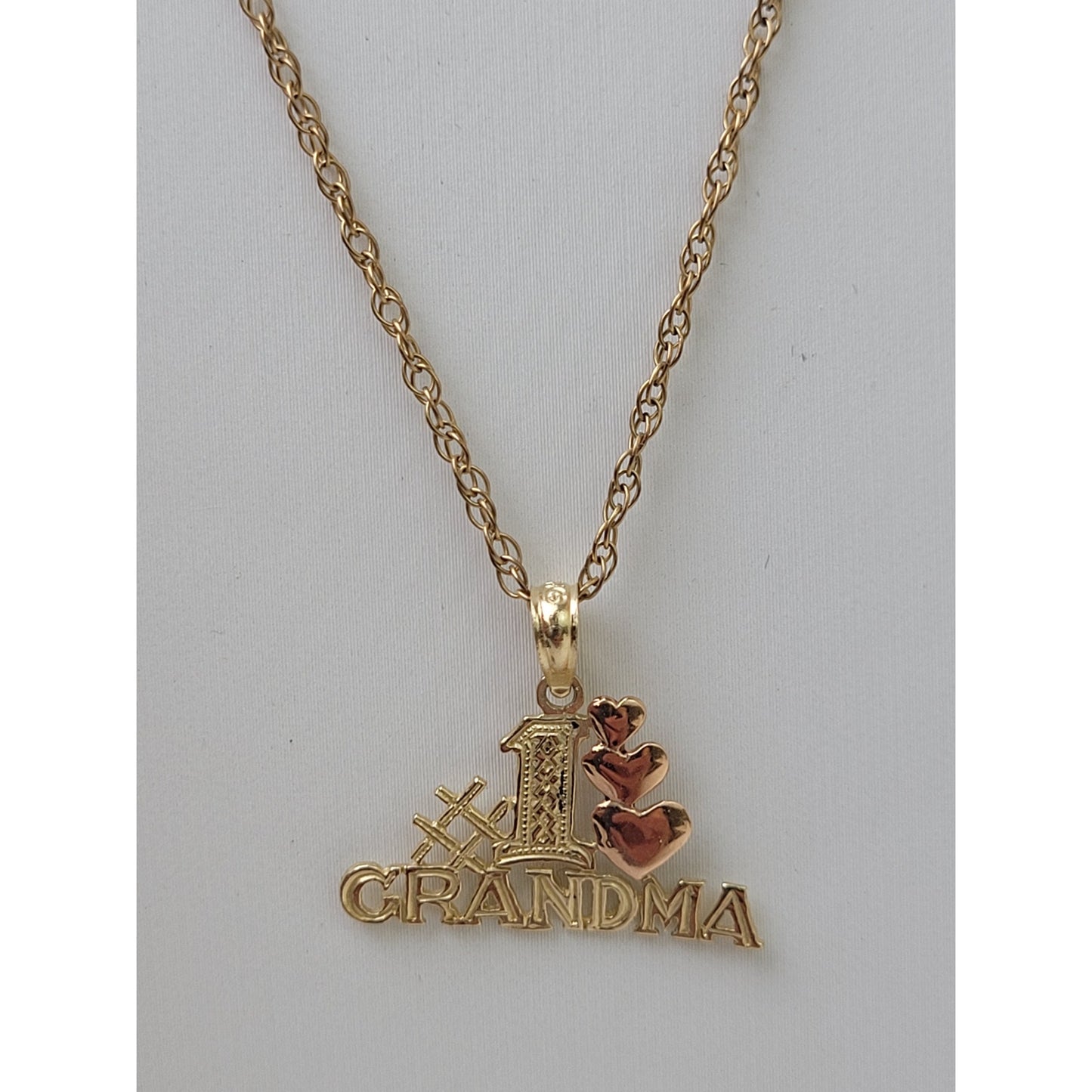 14K Yellow & Rose Gold #1 Grandma Pendant on 14K GF Chain Necklace