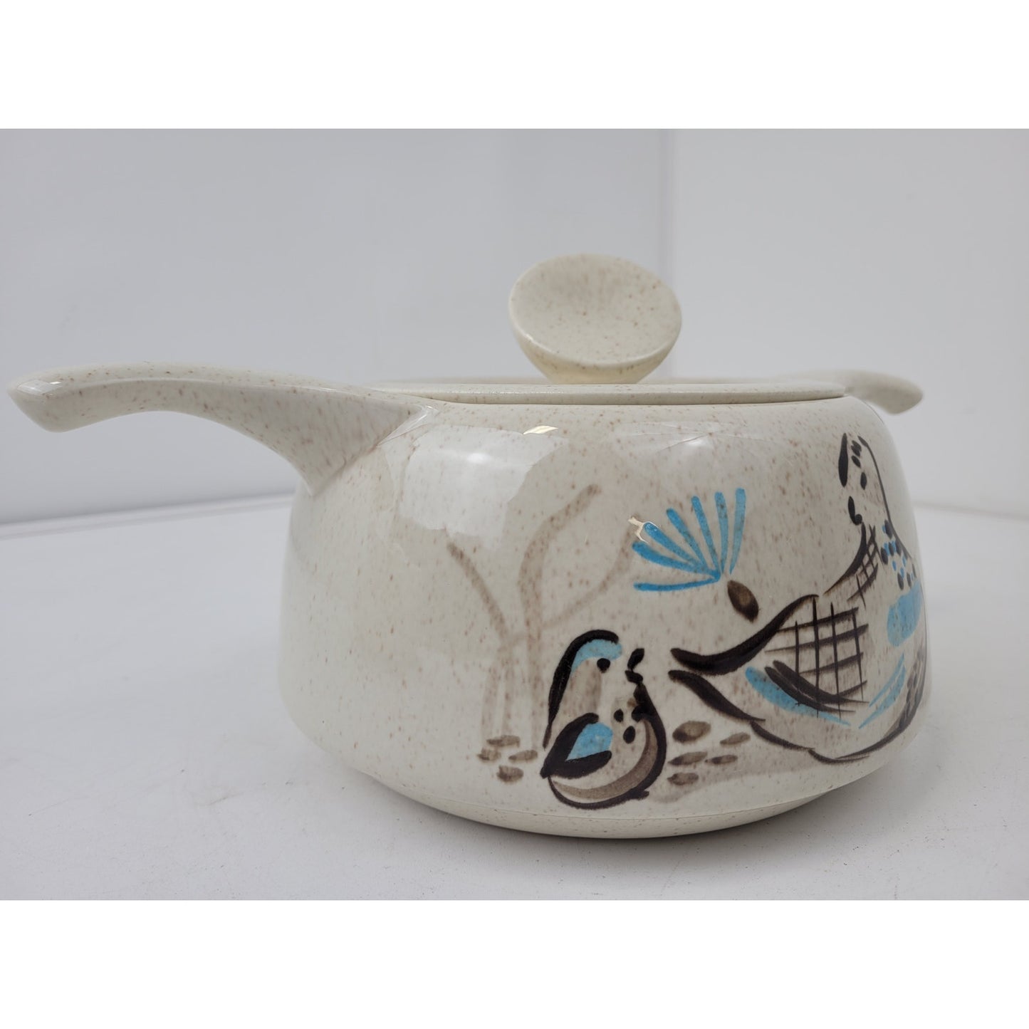 1950s MCM Pair of Red Wing Pottery "Bob White" Tureens Casserole Dishes