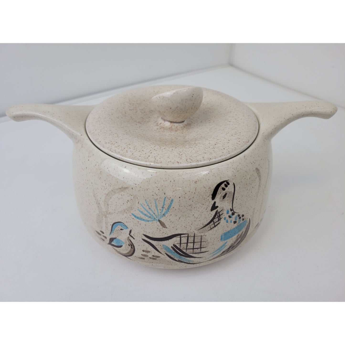 1950s MCM Pair of Red Wing Pottery "Bob White" Tureens Casserole Dishes