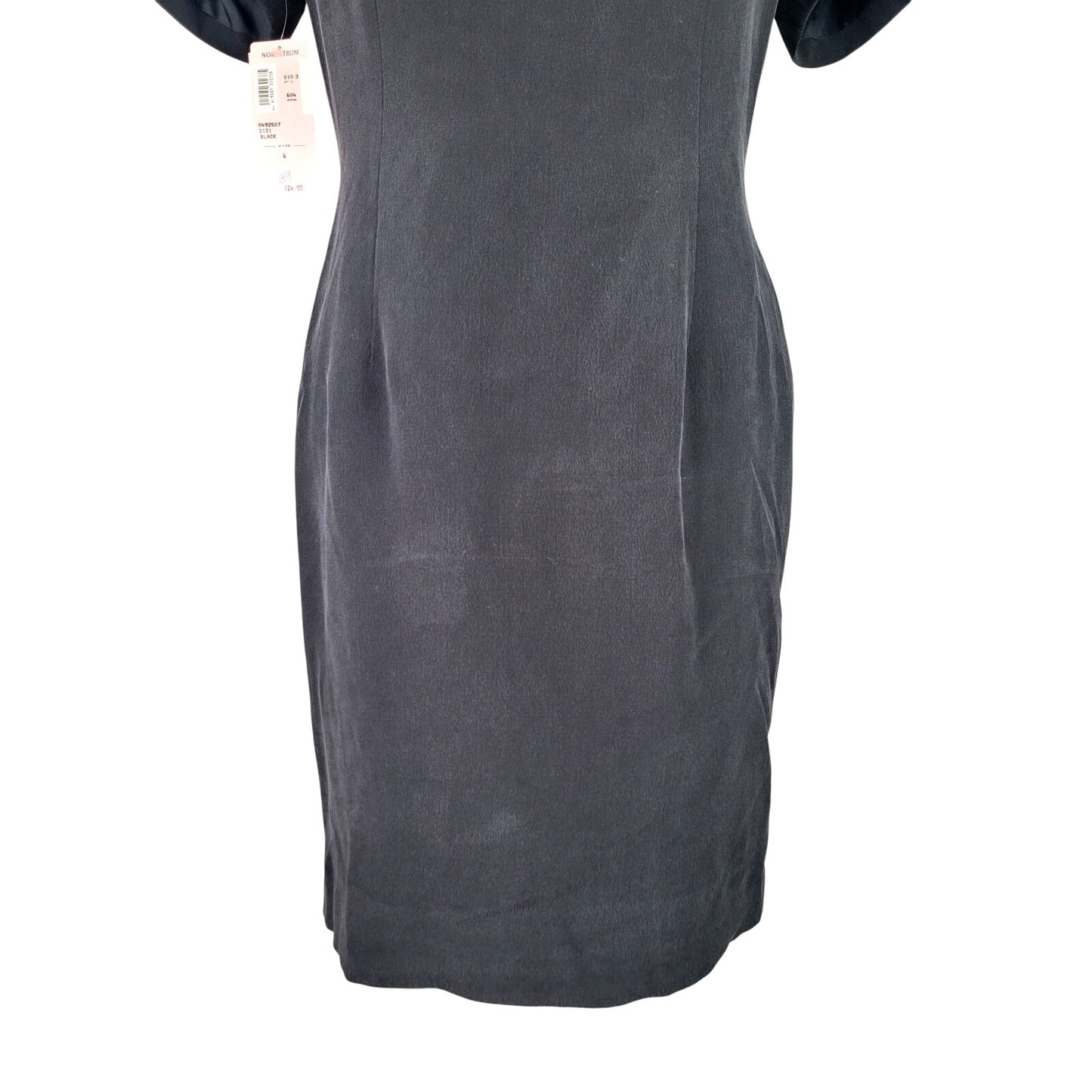 VTG Nordstrom Black Silk Sheath Mini Dress Sz 4 NWT Retail $124
