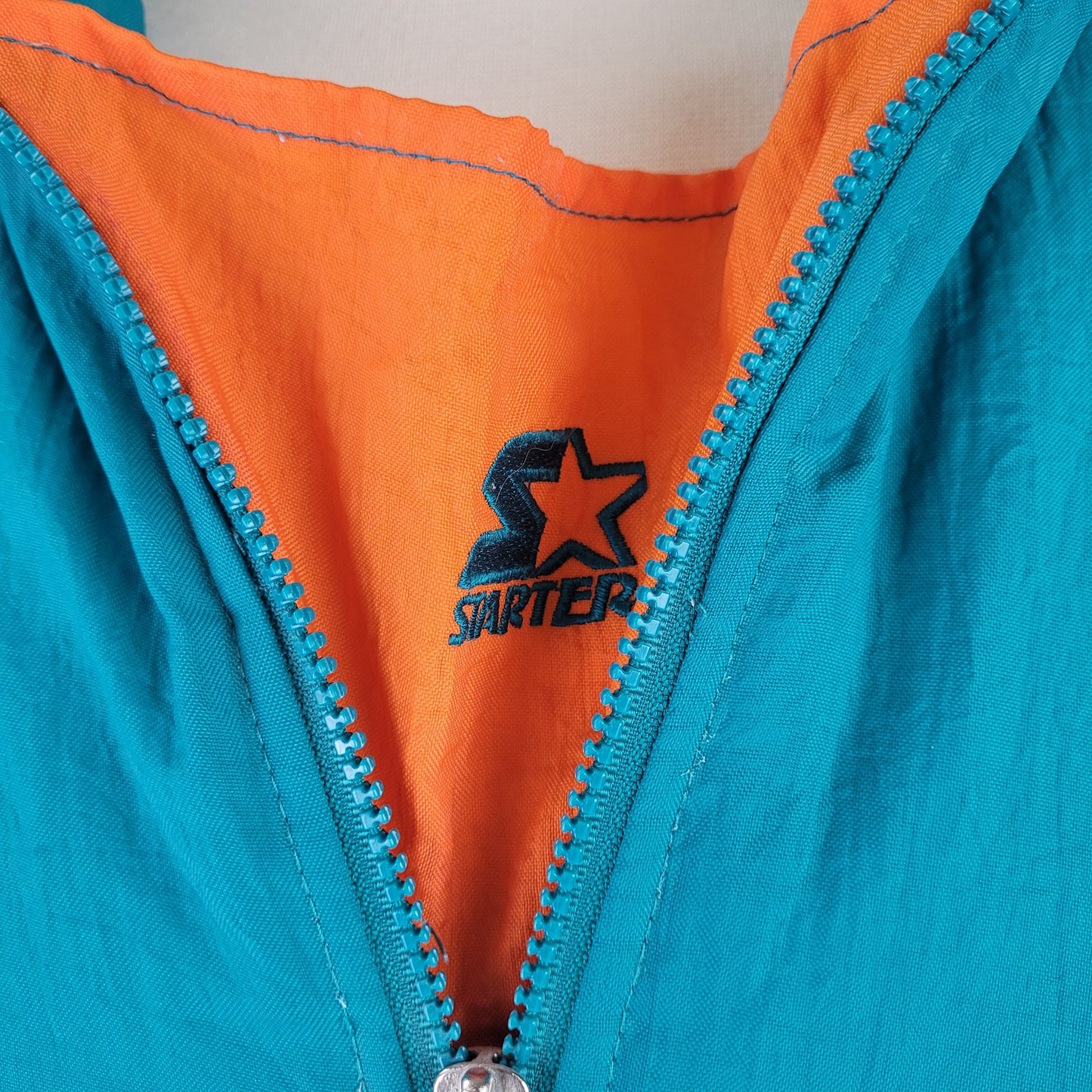 VTG 90s Miami Dolphins Half Zip Starter Brand Football Jacket Sz L