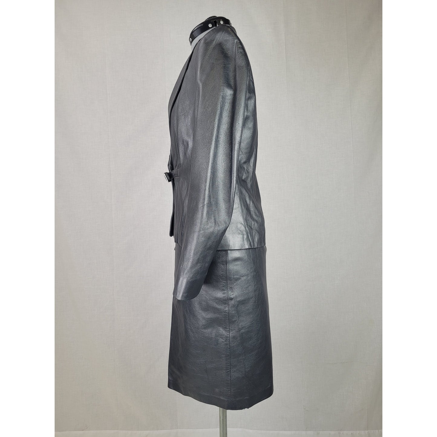 Vintage Leather Pencil Skirt Suit Sz S