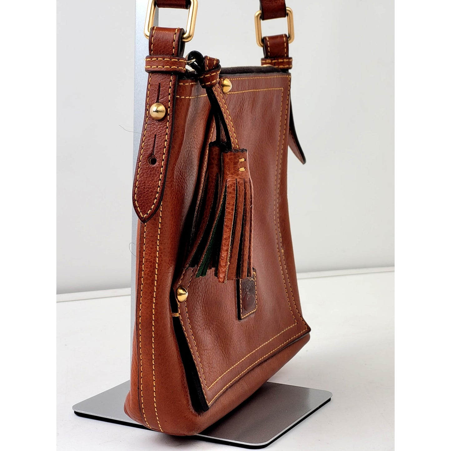 Dooney & Bourke Pebble Grain Crossbody Bag in Caramel w Tassel Accent