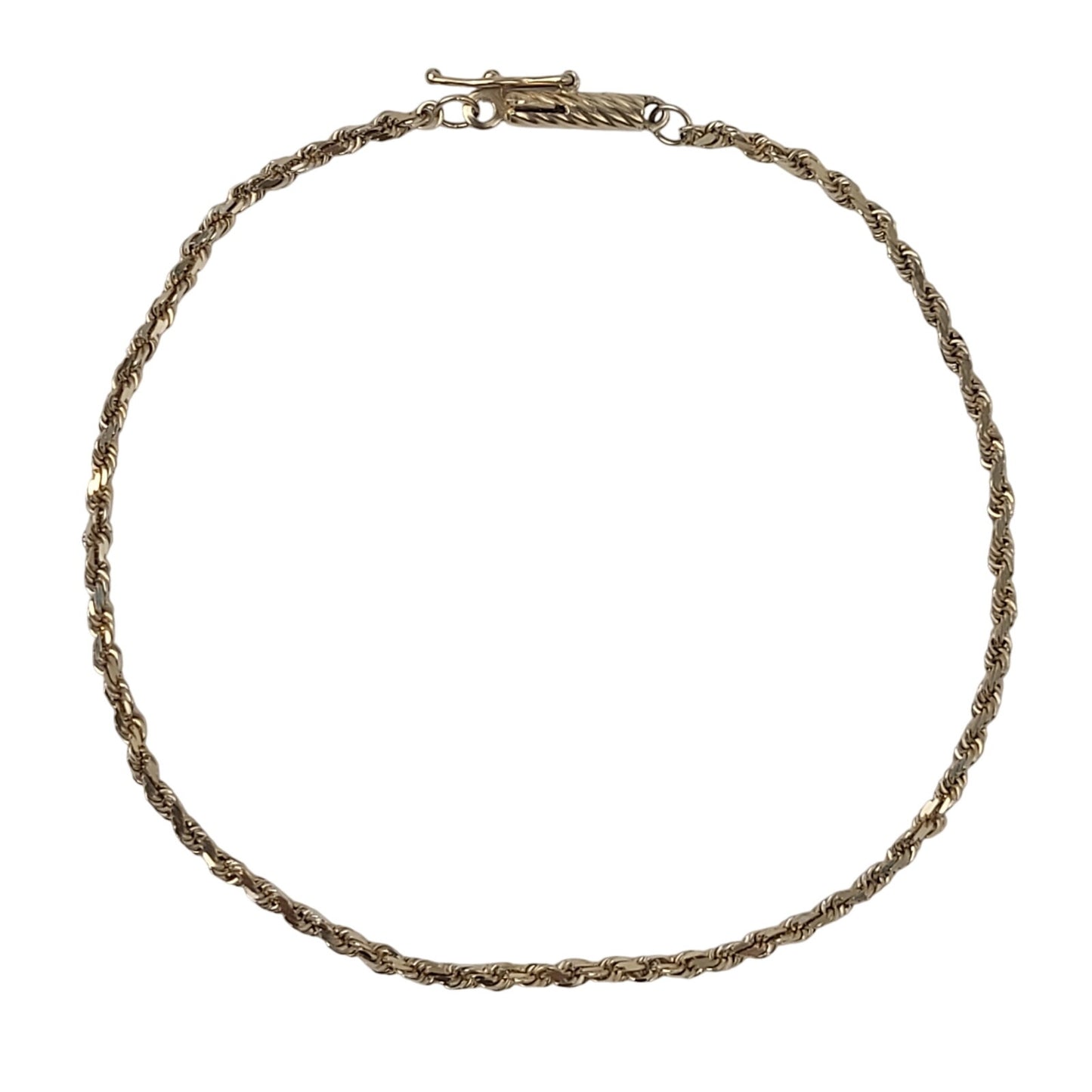 14K Yellow Gold 7" Rope Chain Bracelet 2 Grams