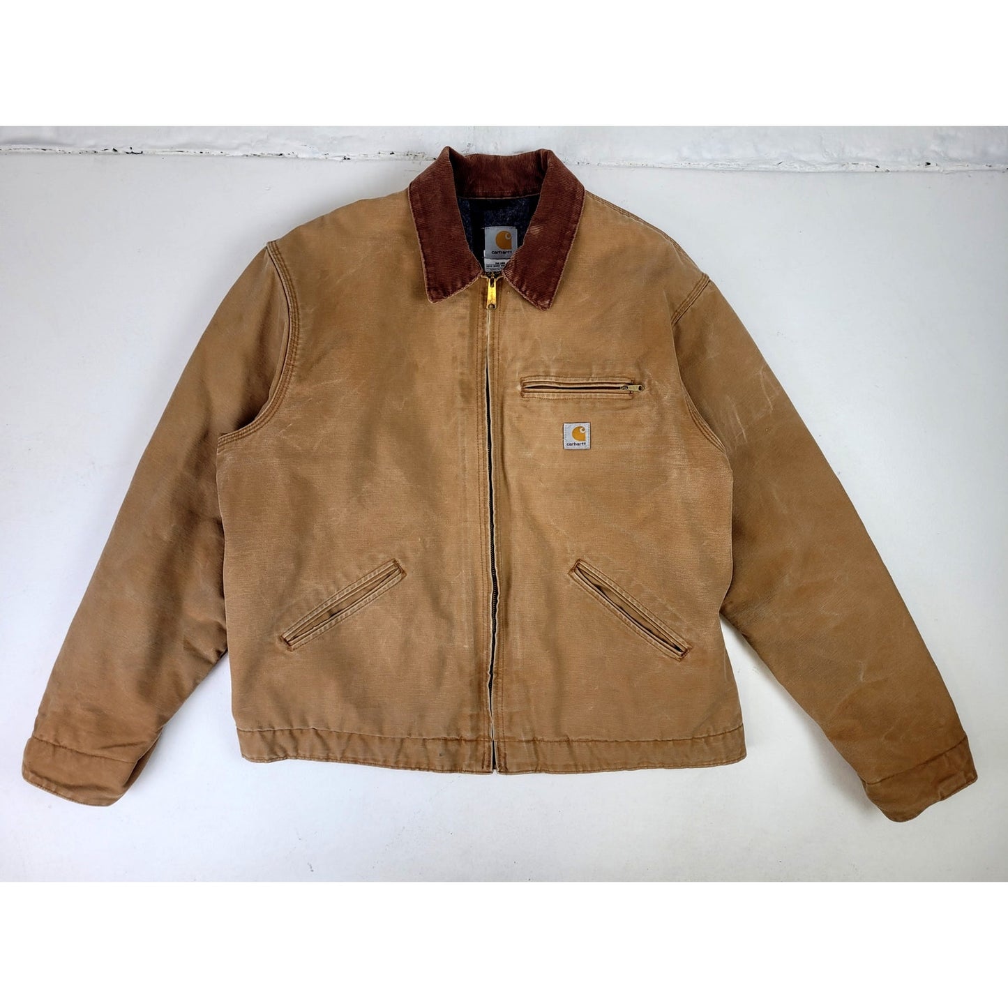 Vintage 2005 Carhartt Brown Canvas Work Jacket Blanket Lined Men's Sz L/XL