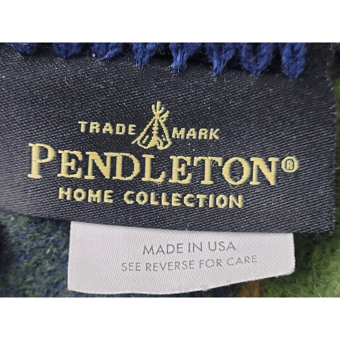 Pendleton Home Collection Queen Wool Blanket Blue Green Beige Plaid