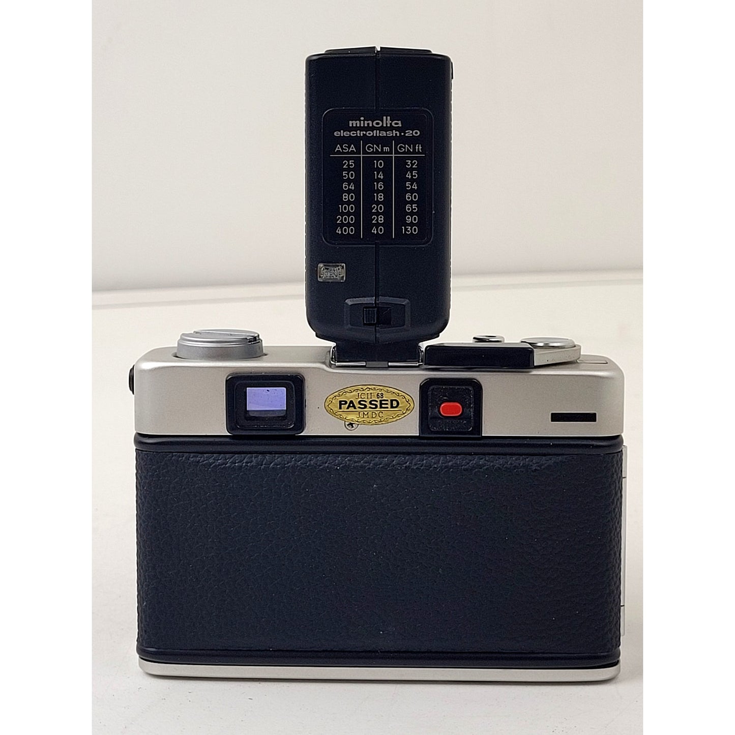 Minolta Hi-Matic F Film Camera w Flash, Case & Owner's Manual