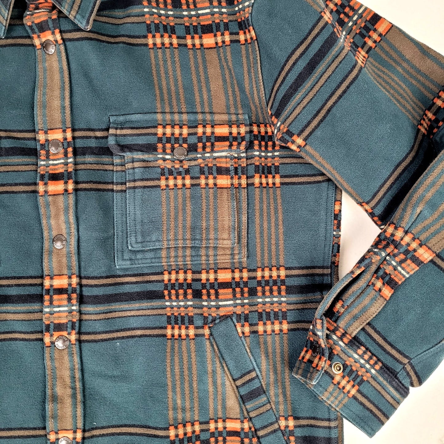 Filson Beartooth Jac-Shirt Teal & Orange Plaid Men's Sz L