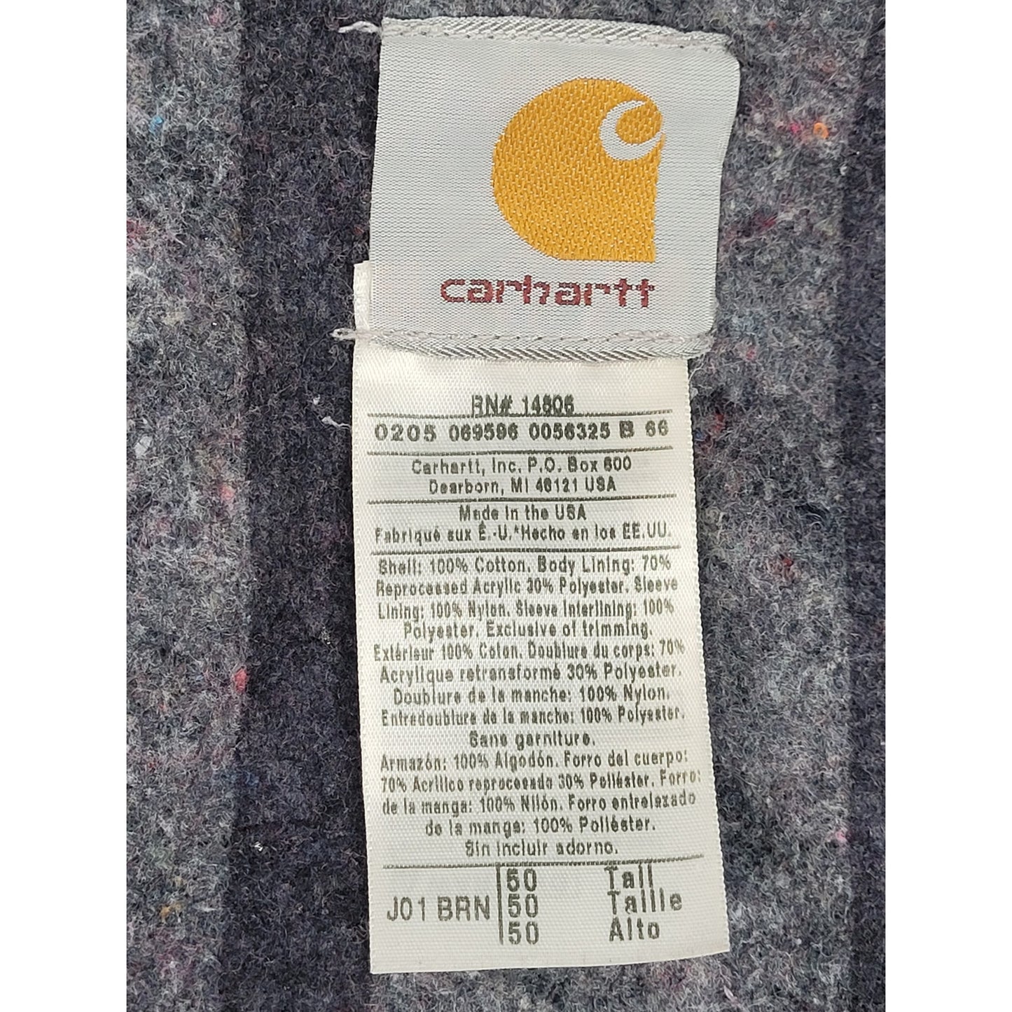 Vintage 2005 Carhartt Brown Canvas Work Jacket Blanket Lined Men's Sz L/XL