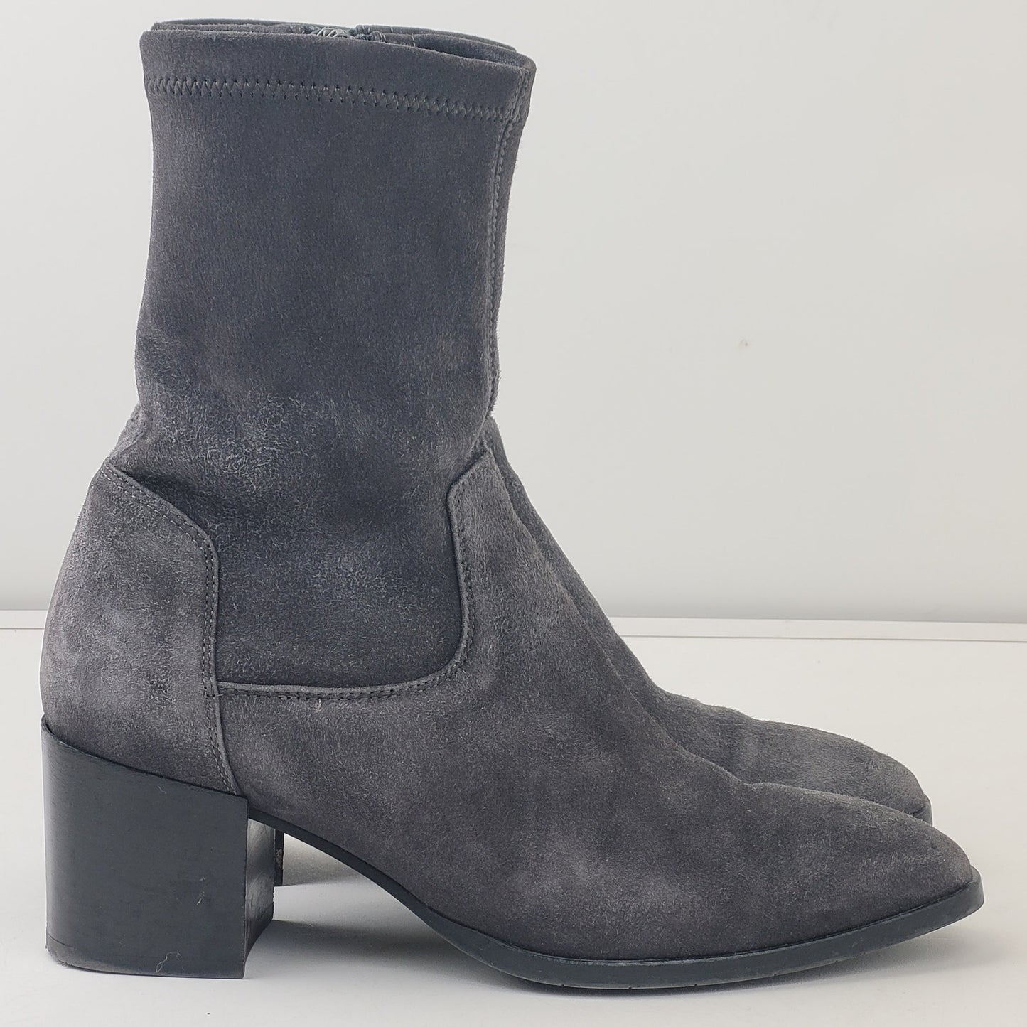 AQUATILIA Grey Suede Side Zip Heeled Boots Sz 9