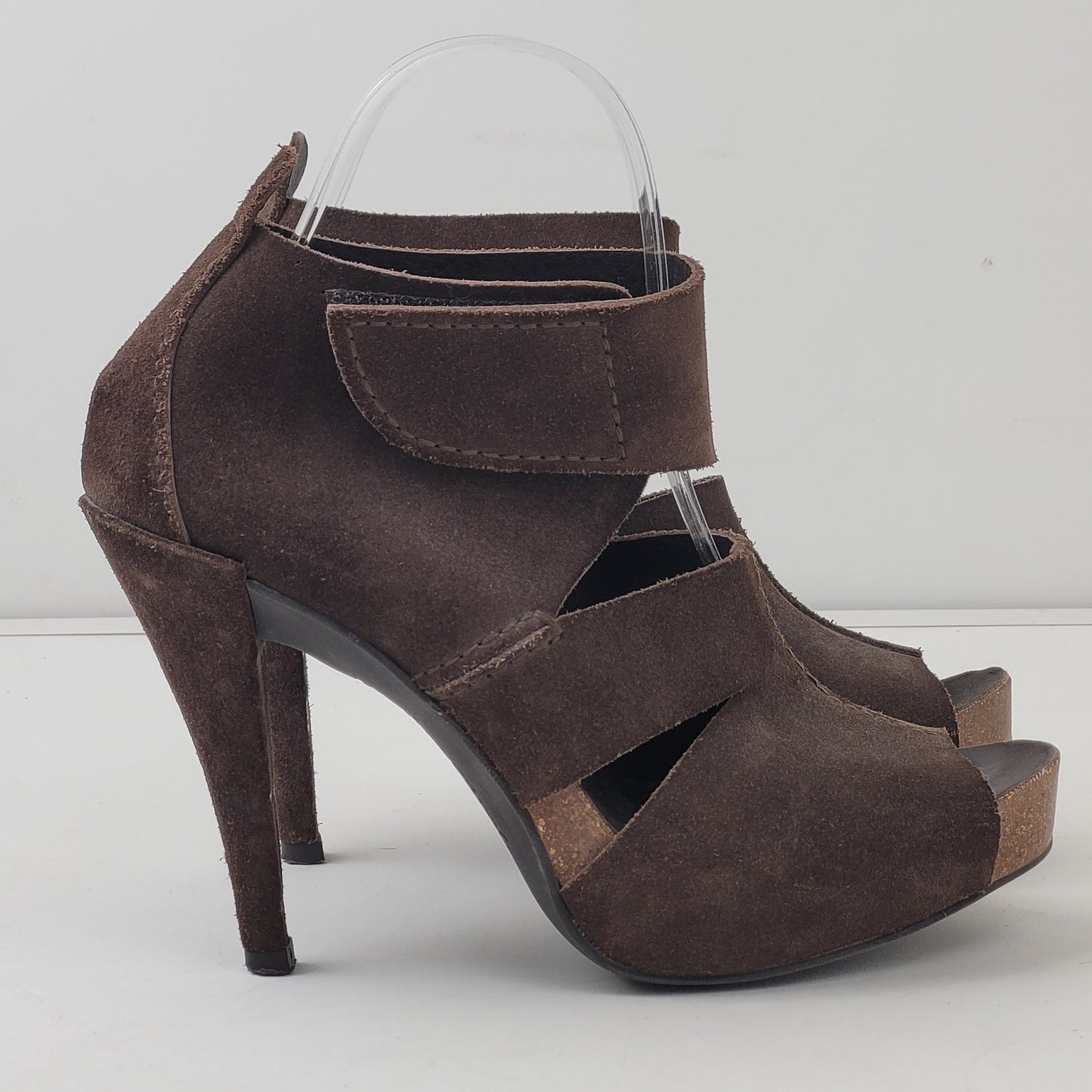Pedro Garcia Bootie High Heels Brown Leather Suede Sz 37.5
