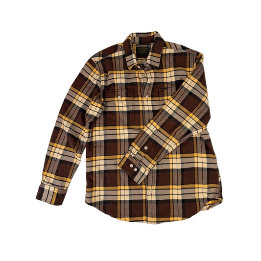 Filson Vintage Style Flannel Yellow and Brown Work Shirt Men's Sz L