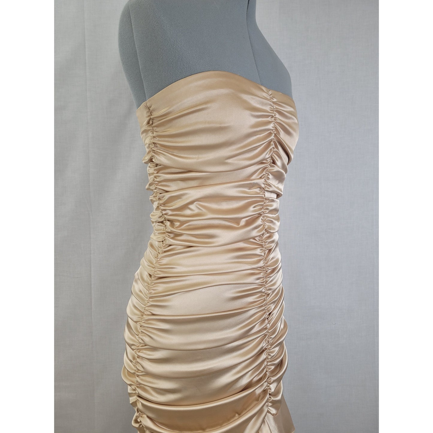 VTG Jessica McClintock Strapless Satin Bodycon Mini Dress USA Y2K Sz S