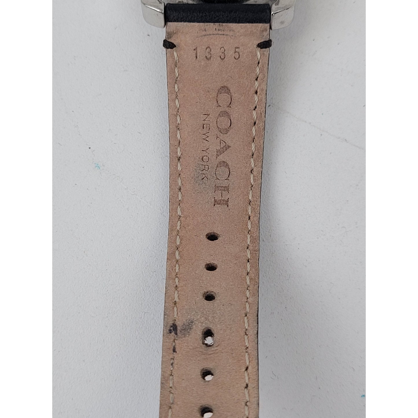 Coach Gold-tone Ring & Silver-tone Watch w Navy Leather Band