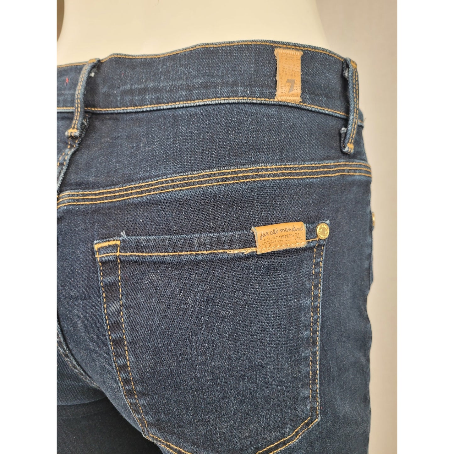 7 for All Mankind Ginger Dark Blue Jeans Flare Wide Leg Sz 29