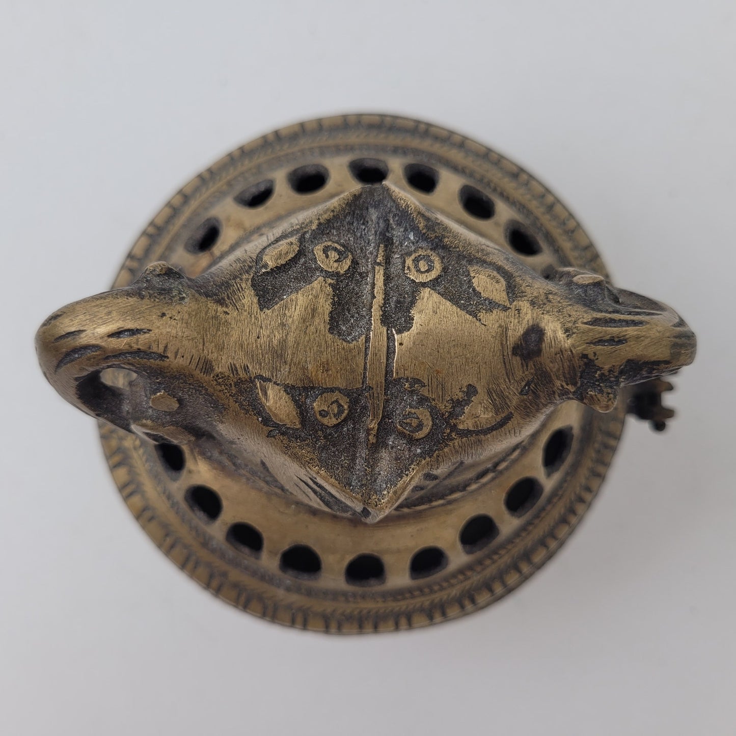 Vintage Heavy Cast Brass Incense Burner