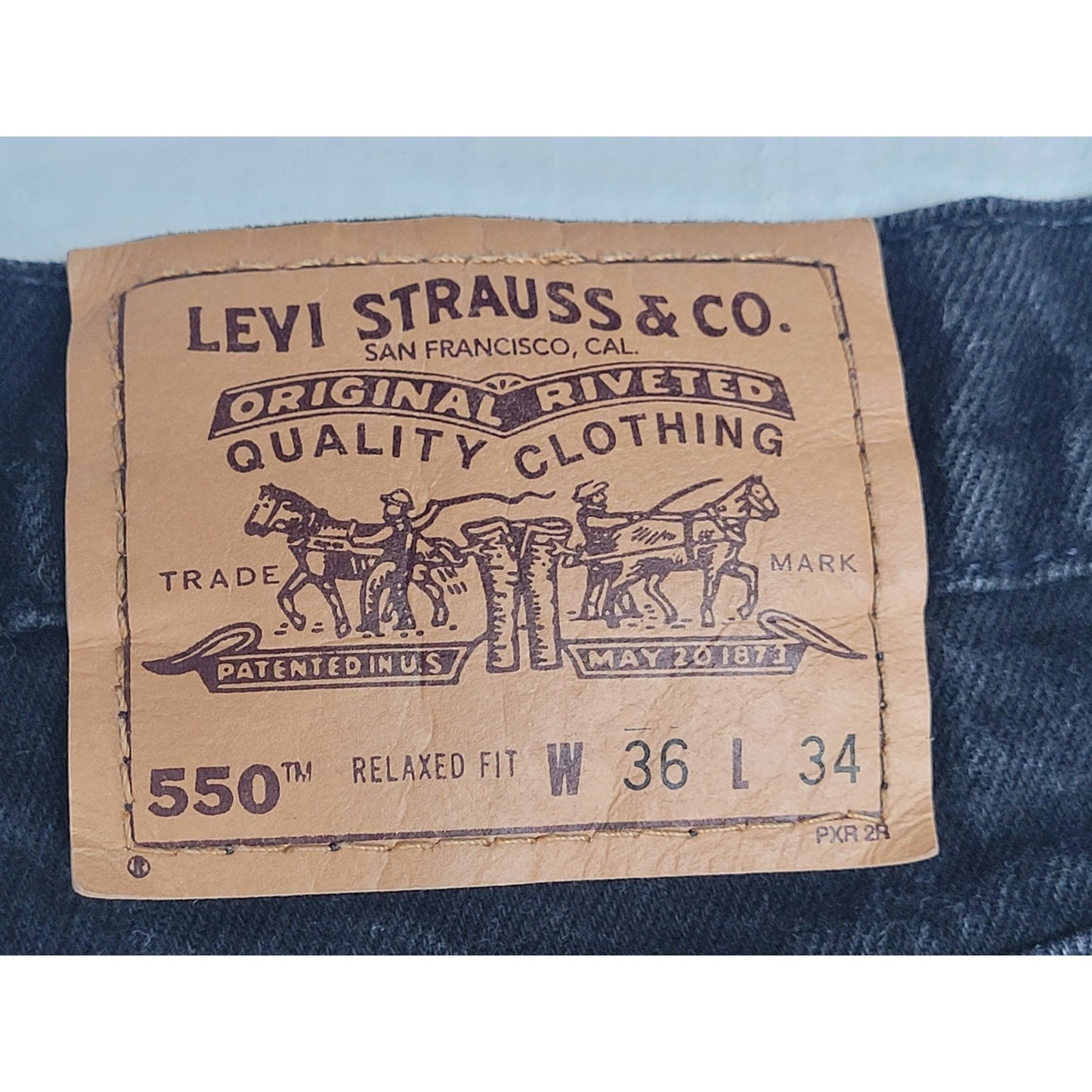 Vintage 90s Levi's 550 Orange Tab Black Relaxed Fit Jeans Men's Sz 36 X 34
