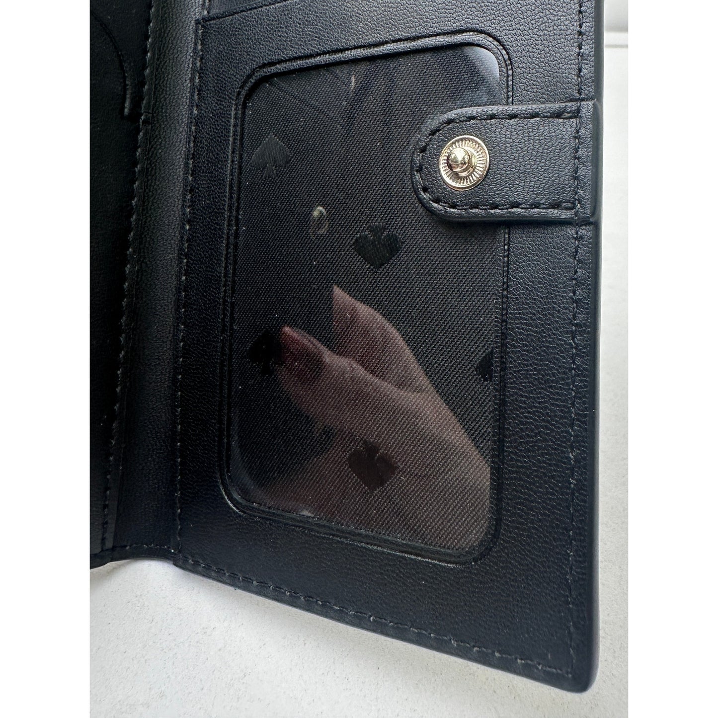 Kate Spade New York Leila Black Pebbled Leather Small Slim Bifold Wallet