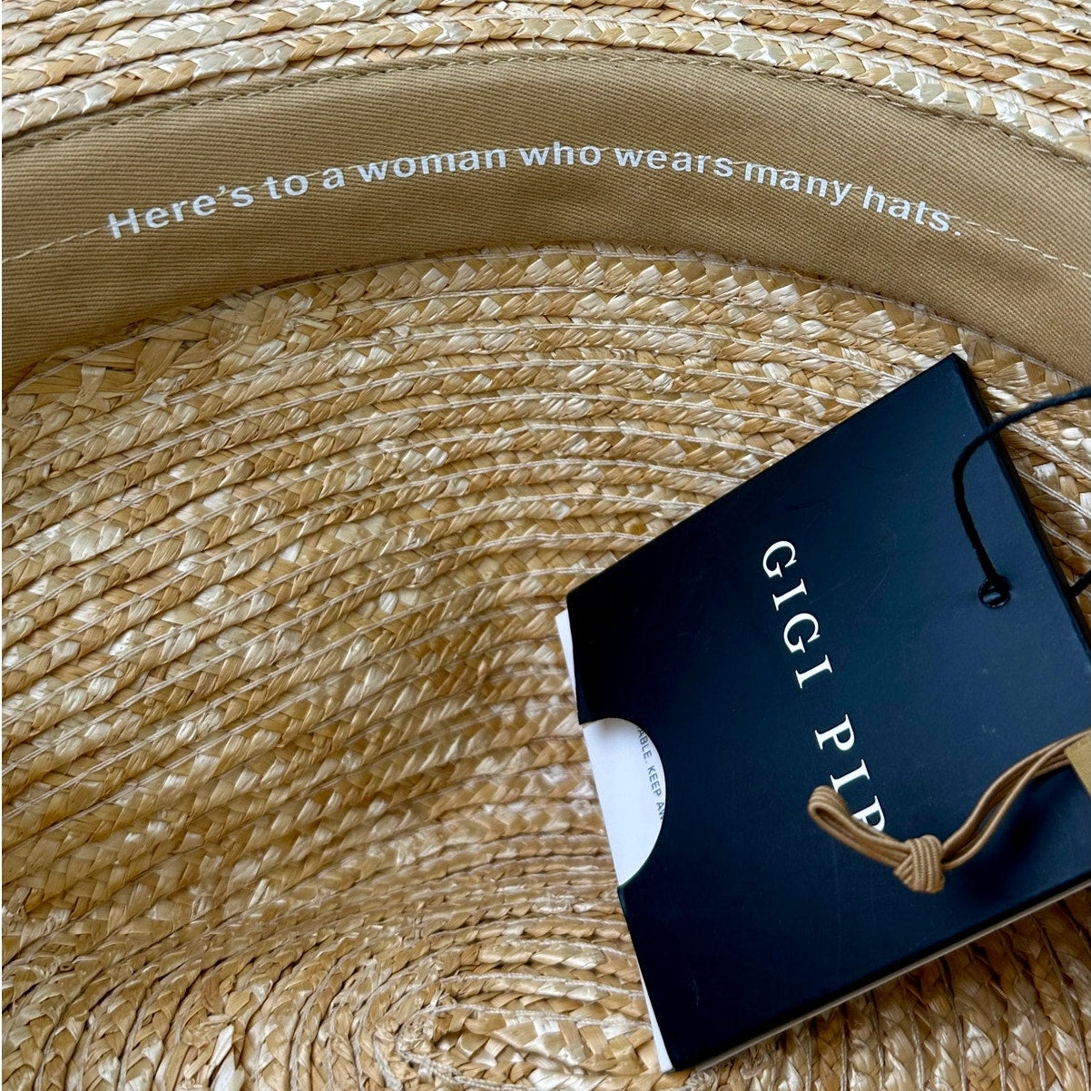 NEW Gigi Pip Isla Wide-Brim Straw Fedora Hat with Suede Band