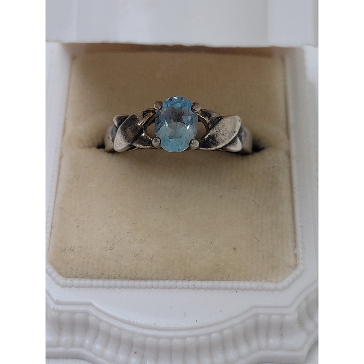 925 Silver & Aquamarine Ring Sz 6