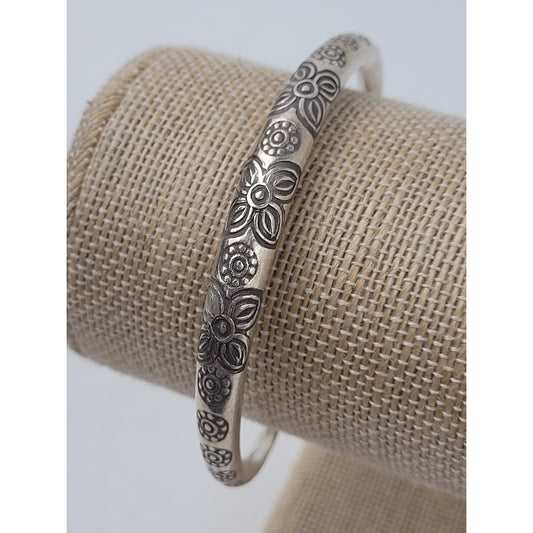 Sterling Silver Cuff w Floral Engravings 18.7g