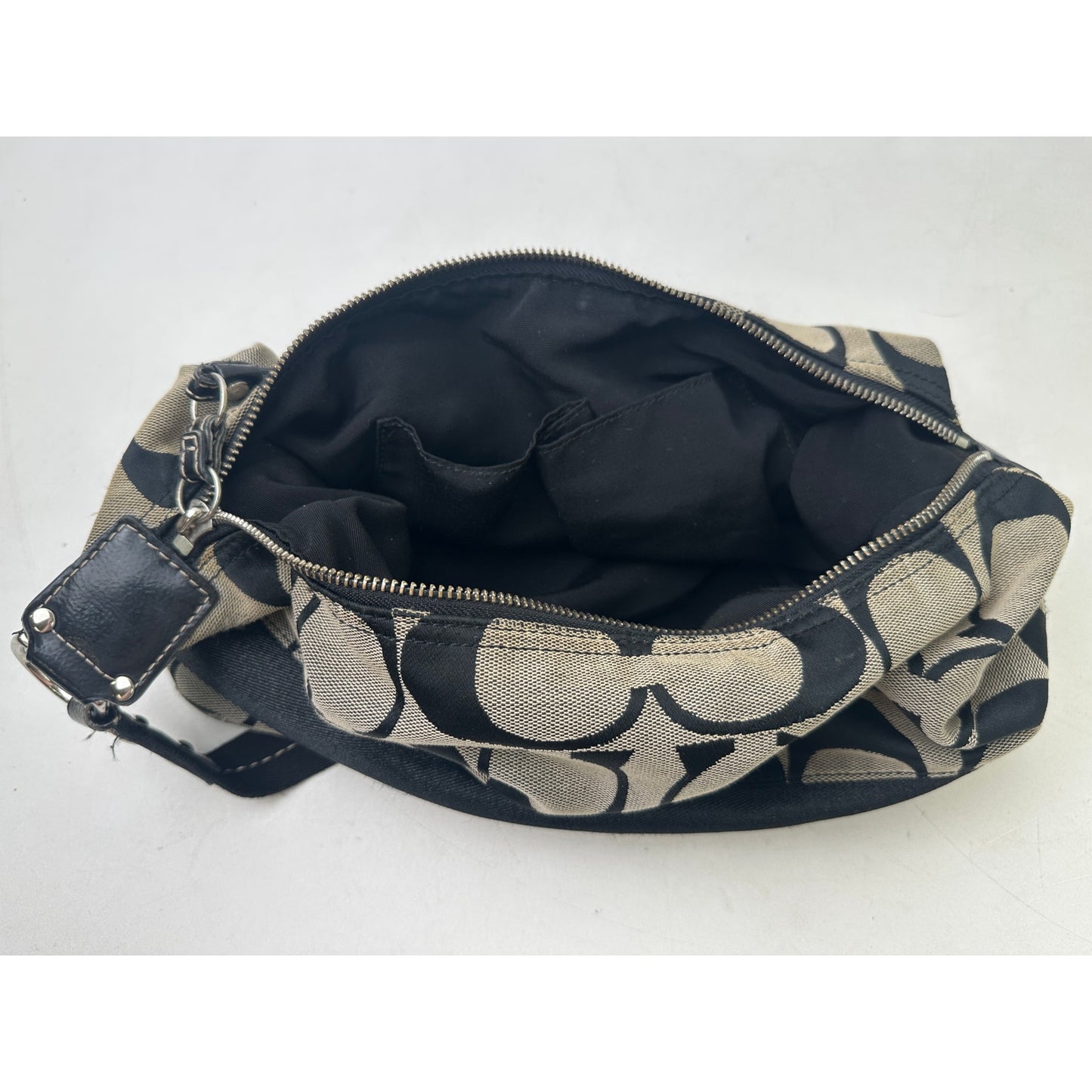 Vintage Coach Signature Stripe Black/Gray Hobo Bag