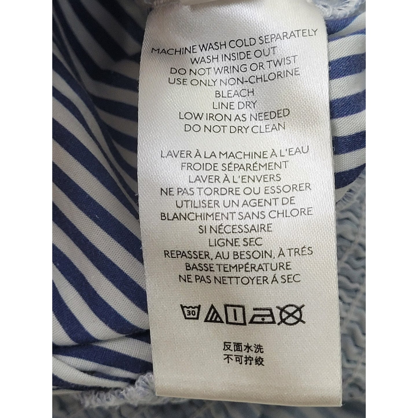 Anthropologie Beaded Bracelet Sleeved Peasant Blouse Blue & White Striped Sz S