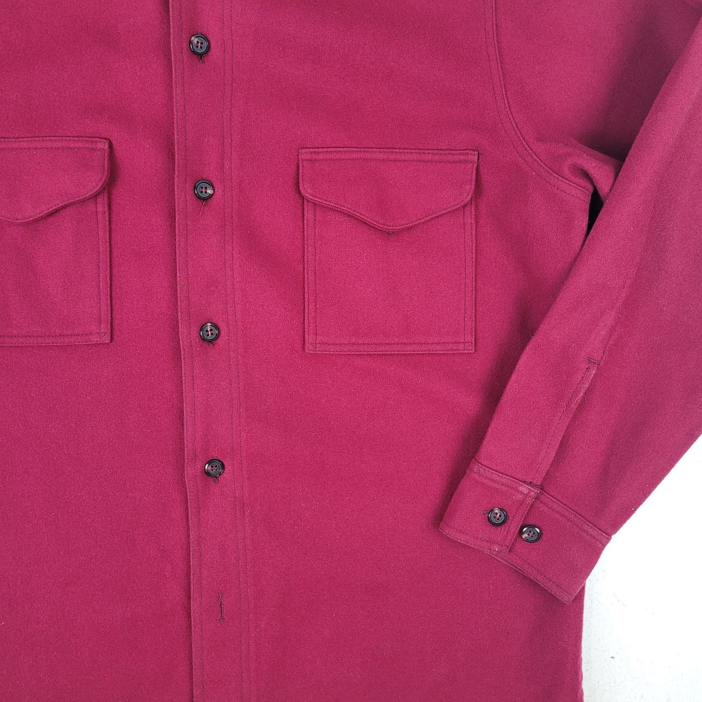 VTG Filson Mackinaw Wool Heavy Wool Shirt Jacket Red Made in USA Men's Sz L
