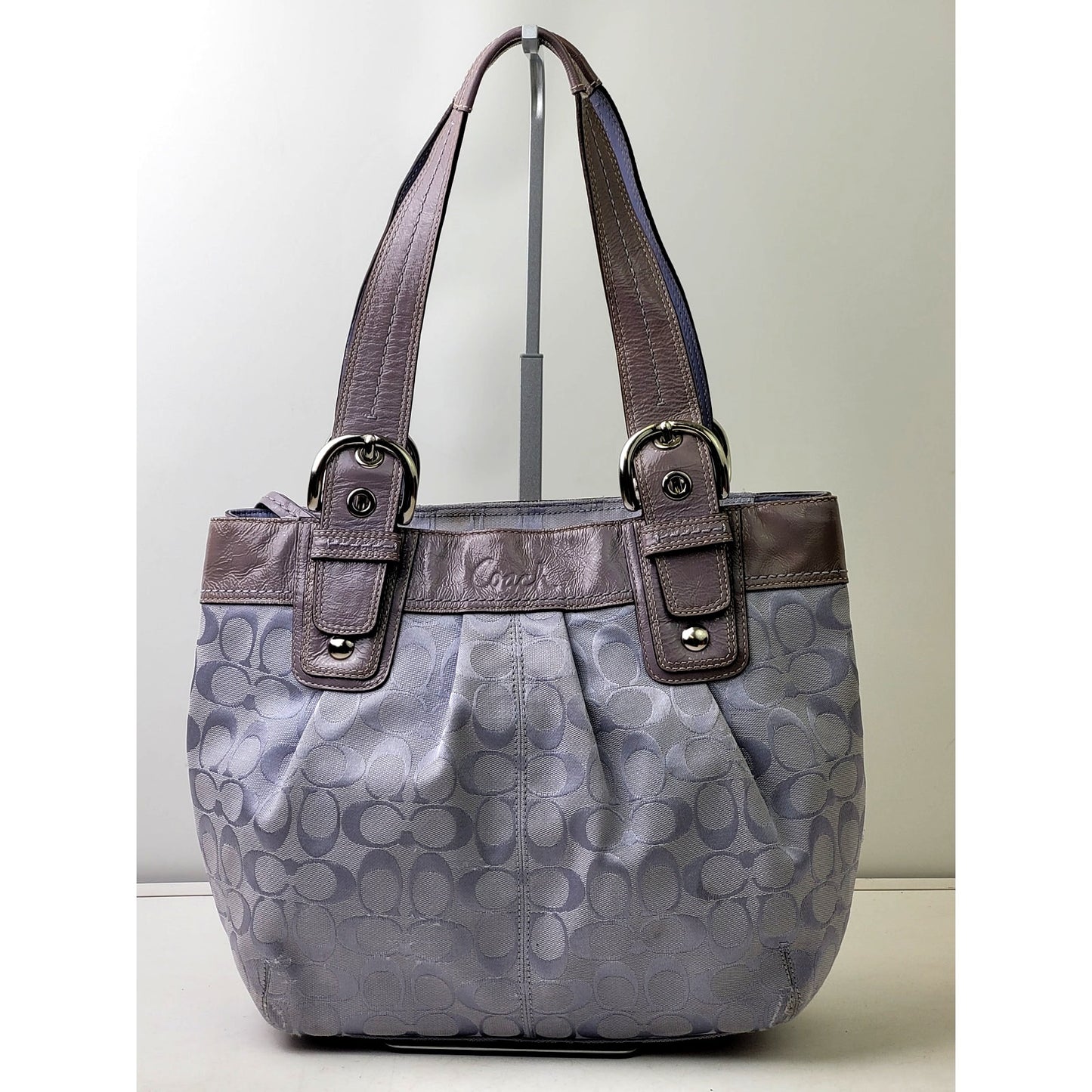 Y2K Lavender Coach Soho Pleated Signature C Canvas Shoulder Bag