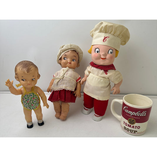 Vintage Campbell's Soup Kids Advertising Dolls & Mug Collectible Lot