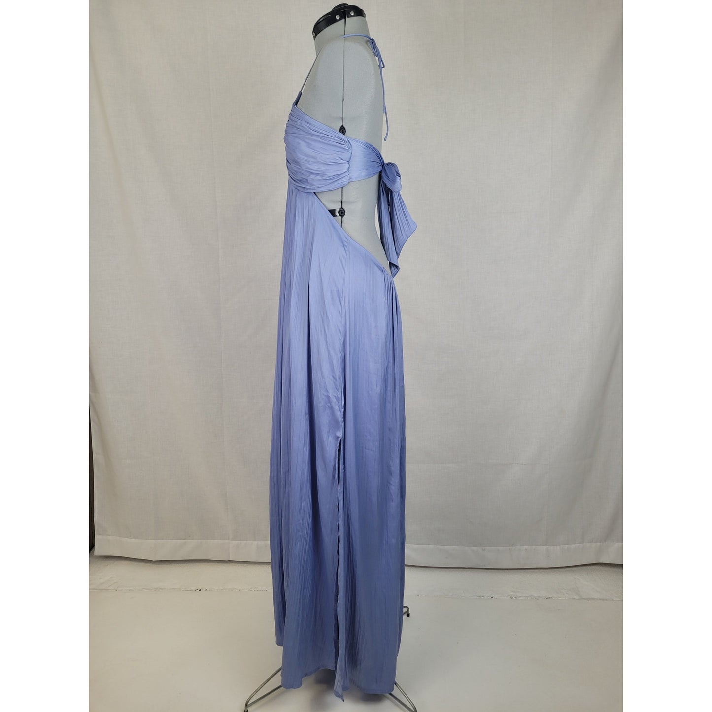 Anthropologie Maxi Dress Gown Periwinkle Low Back Side Slit Women's Sz M