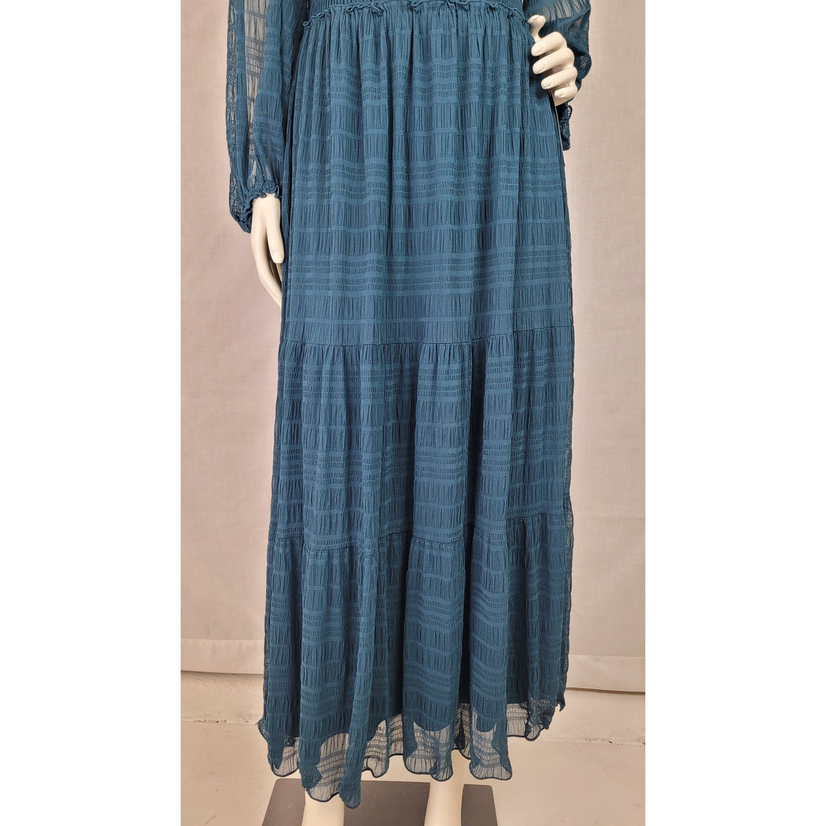 Max Studio Square Neck Smocked Maxi Dress in Marine Sz M MSRP $178
